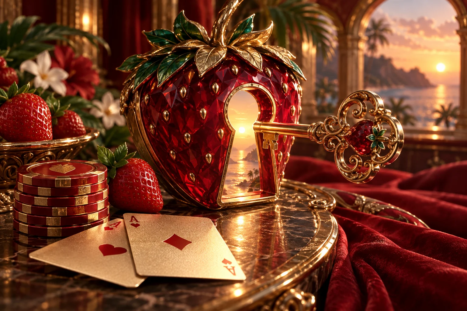 Login strawberry-themed illustration