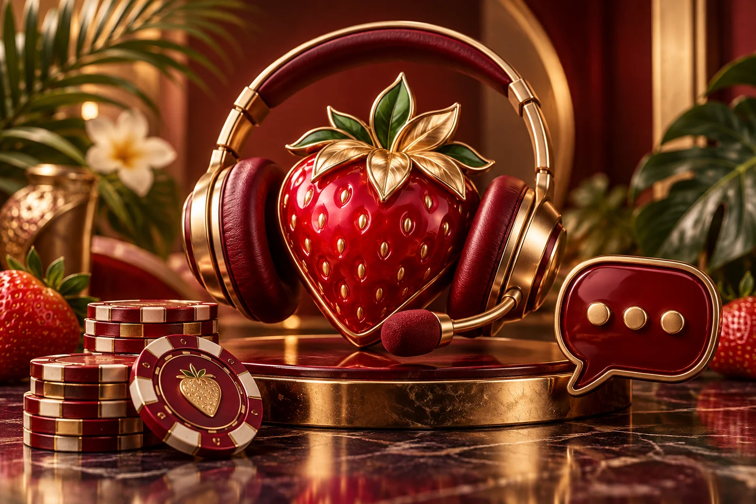 Support strawberry-themed illustration