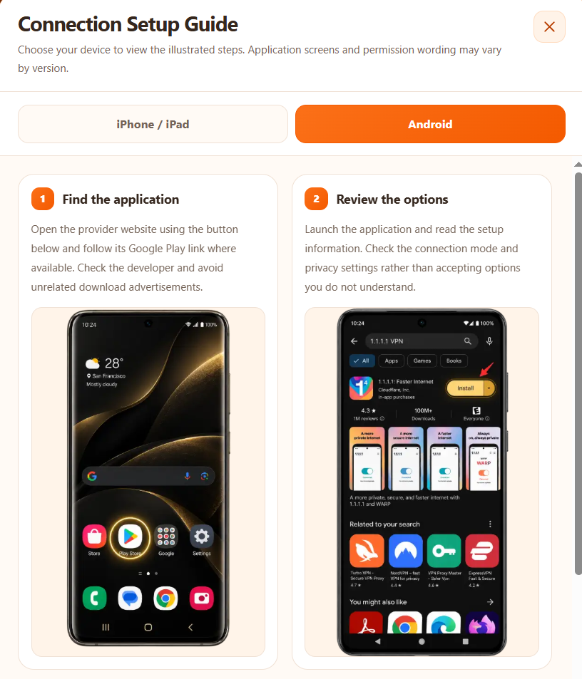 Android step 1: Open Google Play